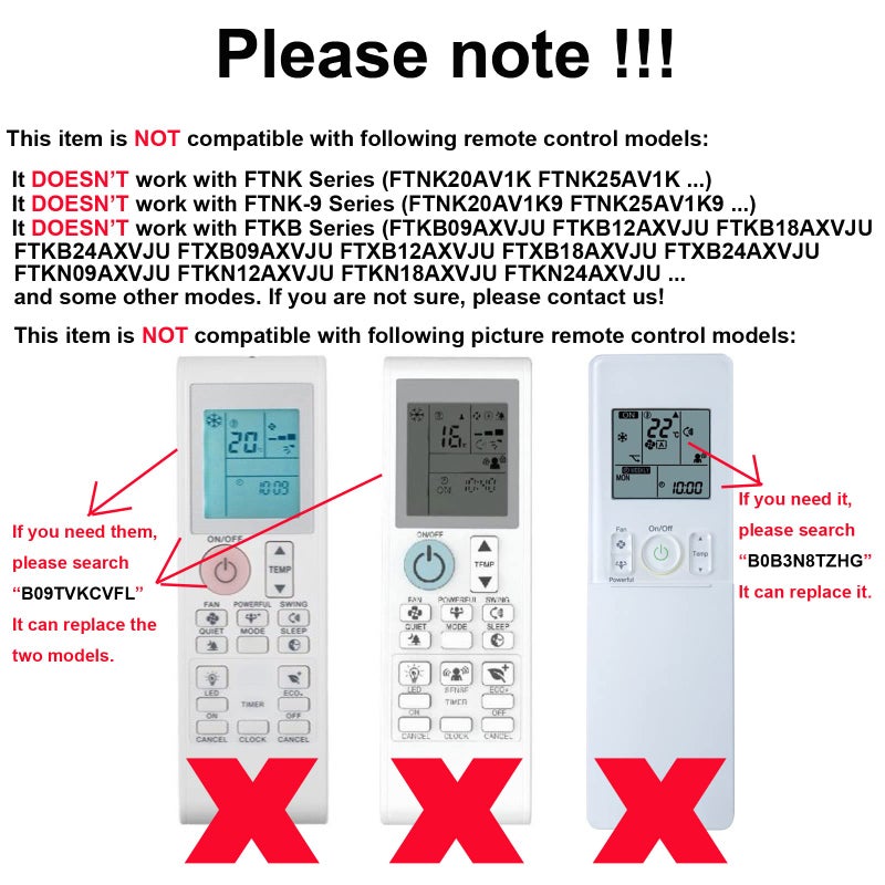 RCECAOSHAN Replacement for Daikin Air Conditioner Remote Control FTK09NMVJU FTX09NMVJU FTK12NMVJU FTX12NMVJU FTK18NMVJU FTX18NMVJU FTK24NMVJU FTX24NMVJU English Version Display in Fahrenheit - Image 3